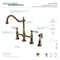 Kingston Brass KS1273PLBS Heritage Bridge Kitchen Faucet W/Brass Sprayer, Brass KS1273PLBS - alternate 3